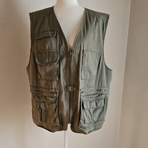 Ralph Lauren Vintage 1X Cotton Zip Vest Fishing Hiking Pockets Gorpcore Outdoors